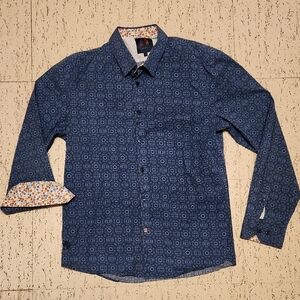 John Lennon Long Sleeve Button Down Floral Print Stretch Casual Dress Shirt